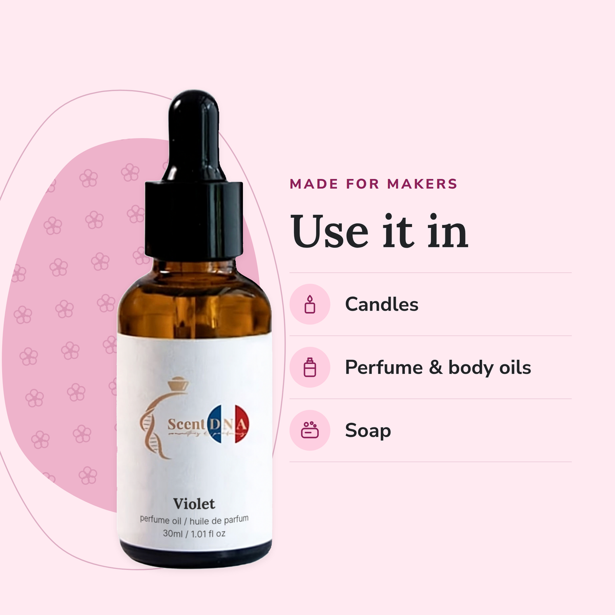 Violet Perfume Oil uses: candles, perfume & body oils, soap