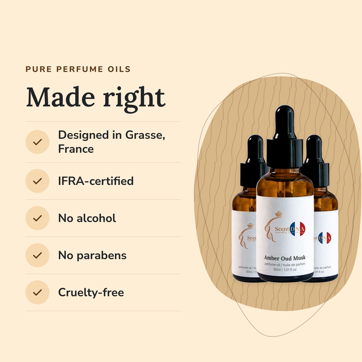 Woody Perfume Oil Bundle: designed in Grasse, IFRA-certified, no alcohol, no parabens, cruelty-free