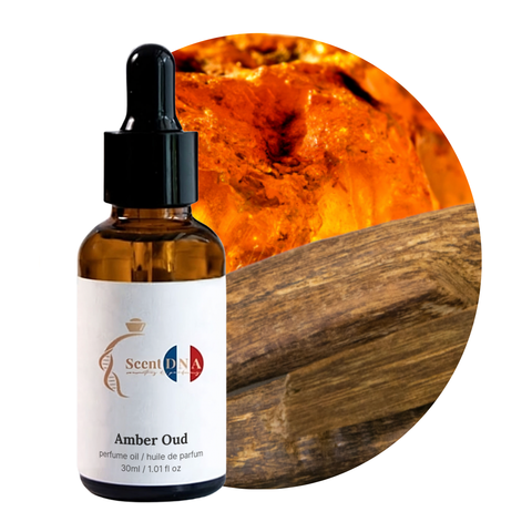 Amber Oud Perfume Oil, 30ml amber glass dropper bottle by Scent DNA