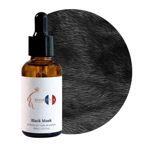 Black Musk Perfume Oil, 30ml amber glass dropper bottle by Scent DNA