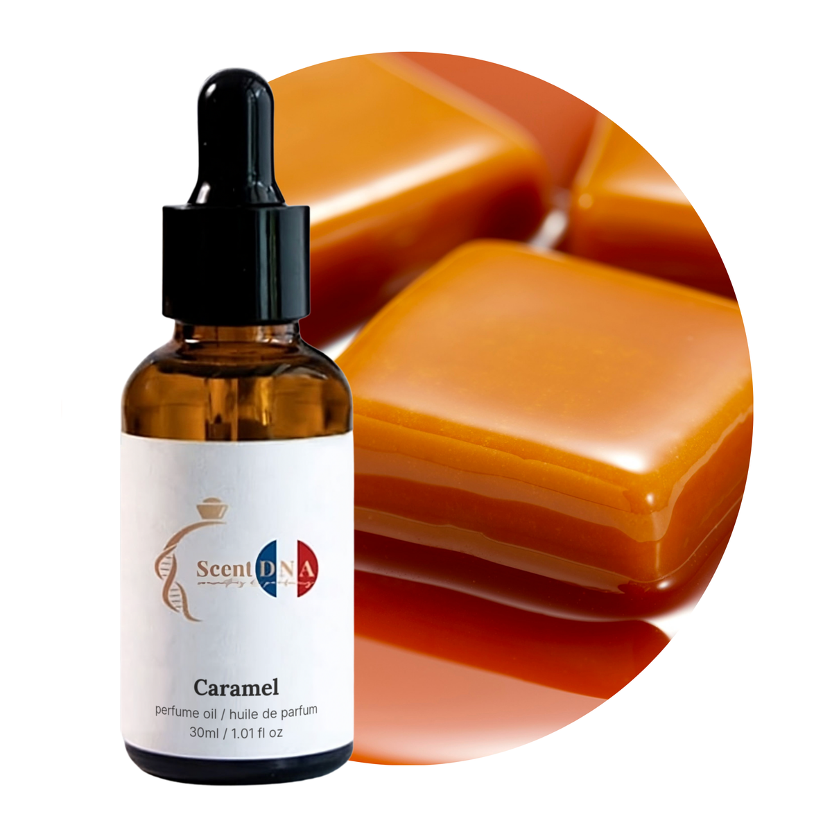 Caramel Perfume Oil, 30ml amber glass dropper bottle by Scent DNA