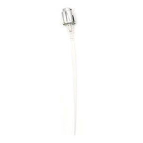 15mm Coster crimp-on perfume spray pump with a silver collar, full length with its dip tube