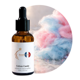 Cotton Candy Perfume Oil, 30ml amber dropper bottle, with pink and blue cotton candy on marble