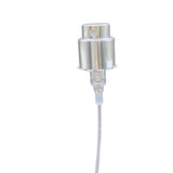 Crimp Less screw-on perfume spray pump with a silver collar, full length with its dip tube