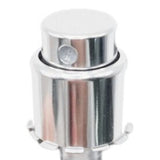Close-up of the silver collar of the Crimp Less screw-on perfume pump
