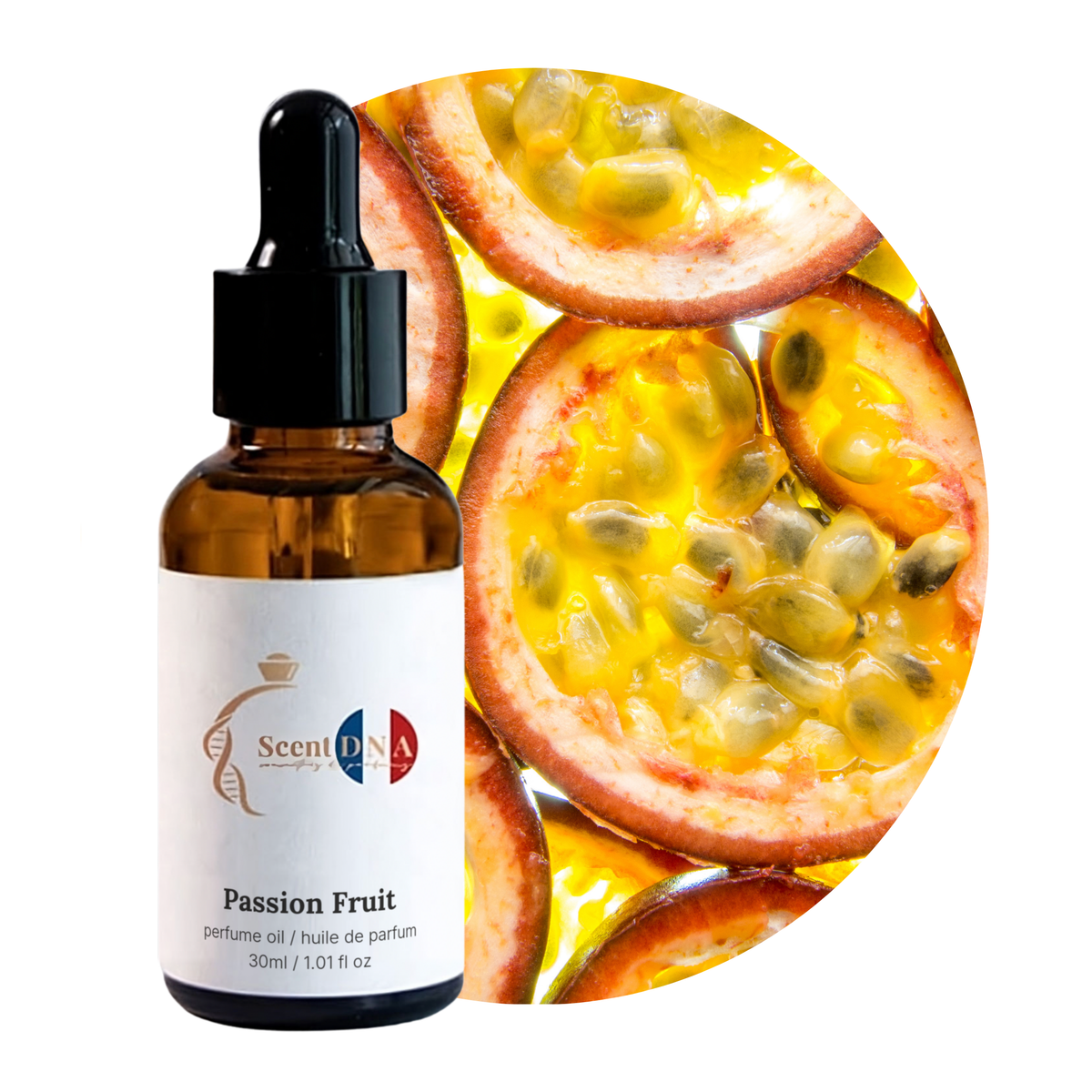Passion Fruit Perfume Oil, 30ml amber glass dropper bottle by Scent DNA