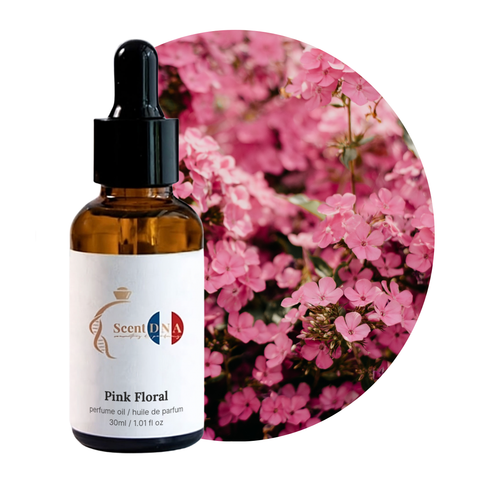 Pink Floral Perfume Oil, 30ml amber glass dropper bottle by Scent DNA